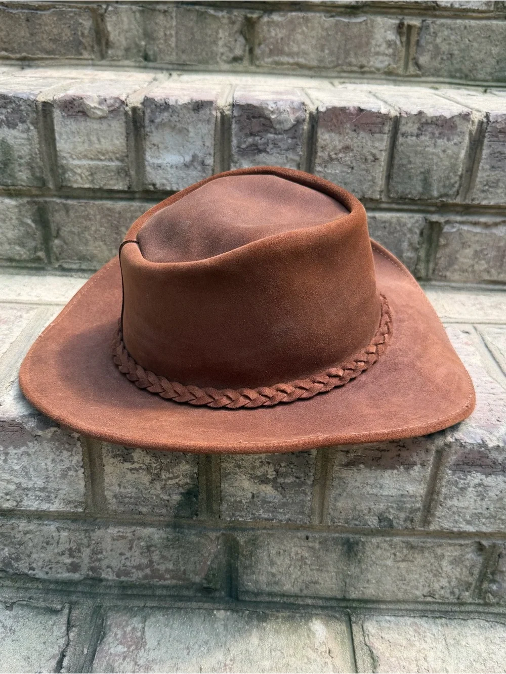 American Hat Makers Brown Leather Cowboy Western Hat Large